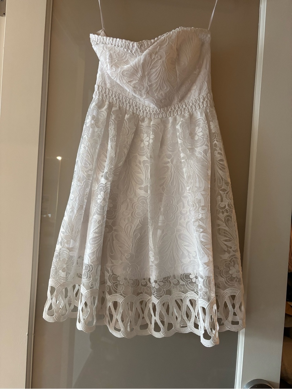 Francesca's White Strapless Lace Dress Top